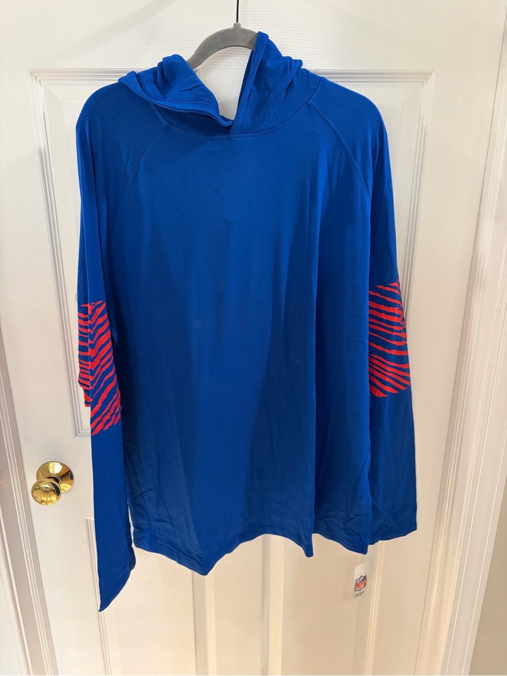 Team Apparel Royal Blue Hooded Long Sleeve Top with White NFL Logo